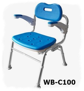 [월드케어] 목욕의자 WB-C100 (접이식,높이조절,팔걸이스윙 및 각도조절,시트탈부착) 동영상참조