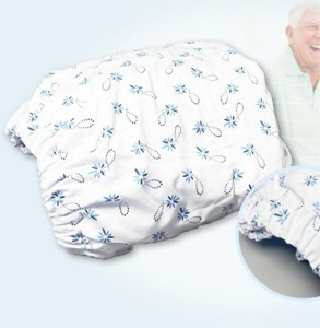[더온] 면혼방 침대시트 커버 (고무줄형,2100x950mm,파랑꽃무늬)